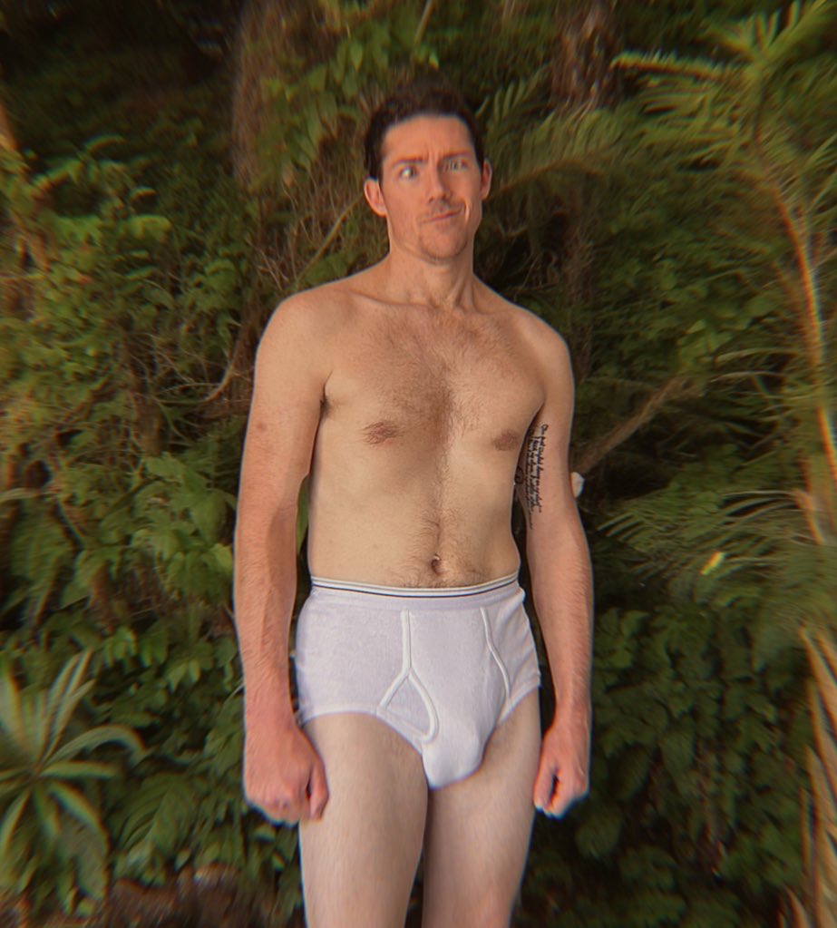 Xander McKee in white briefs