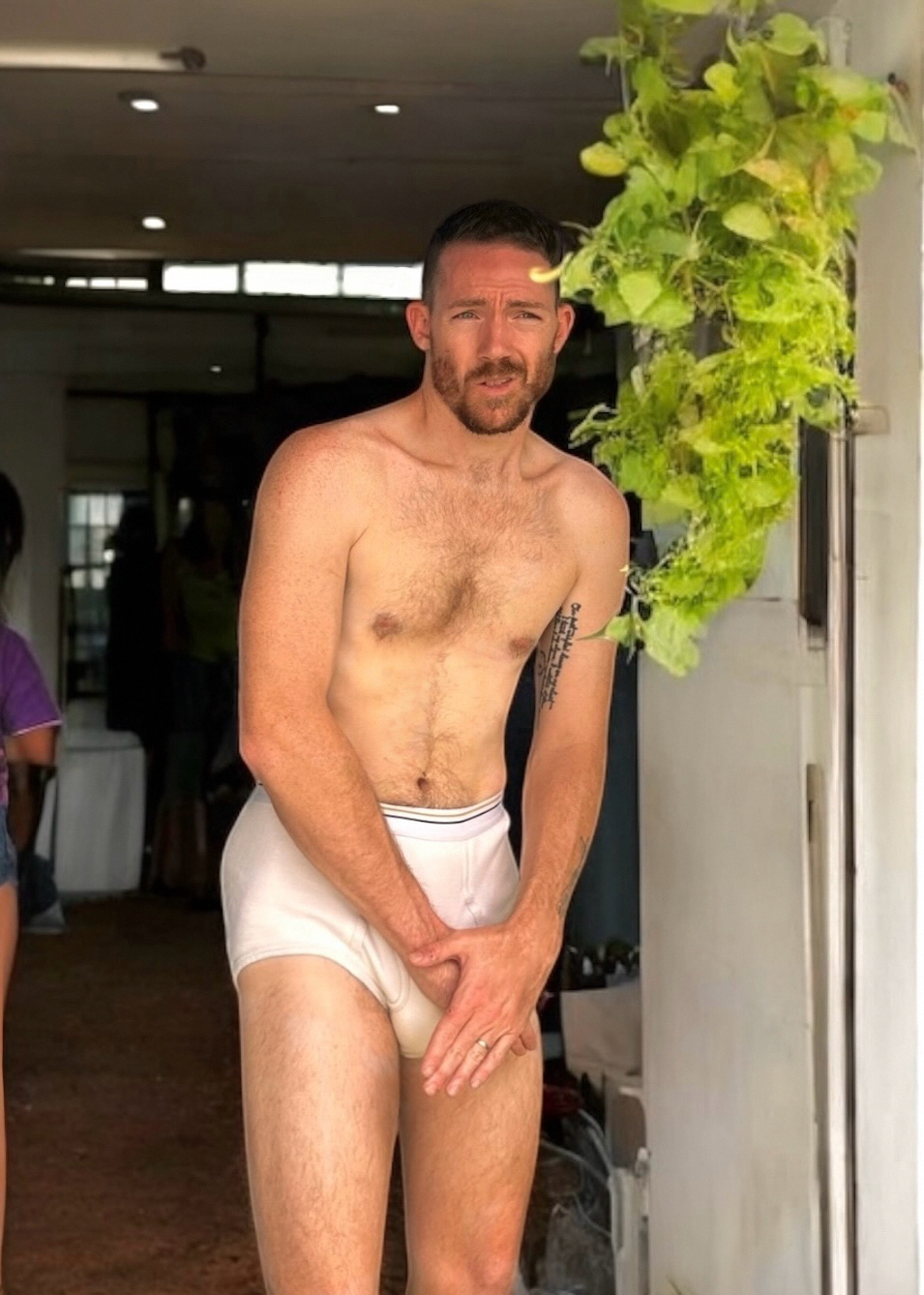 Xander McKee in white briefs